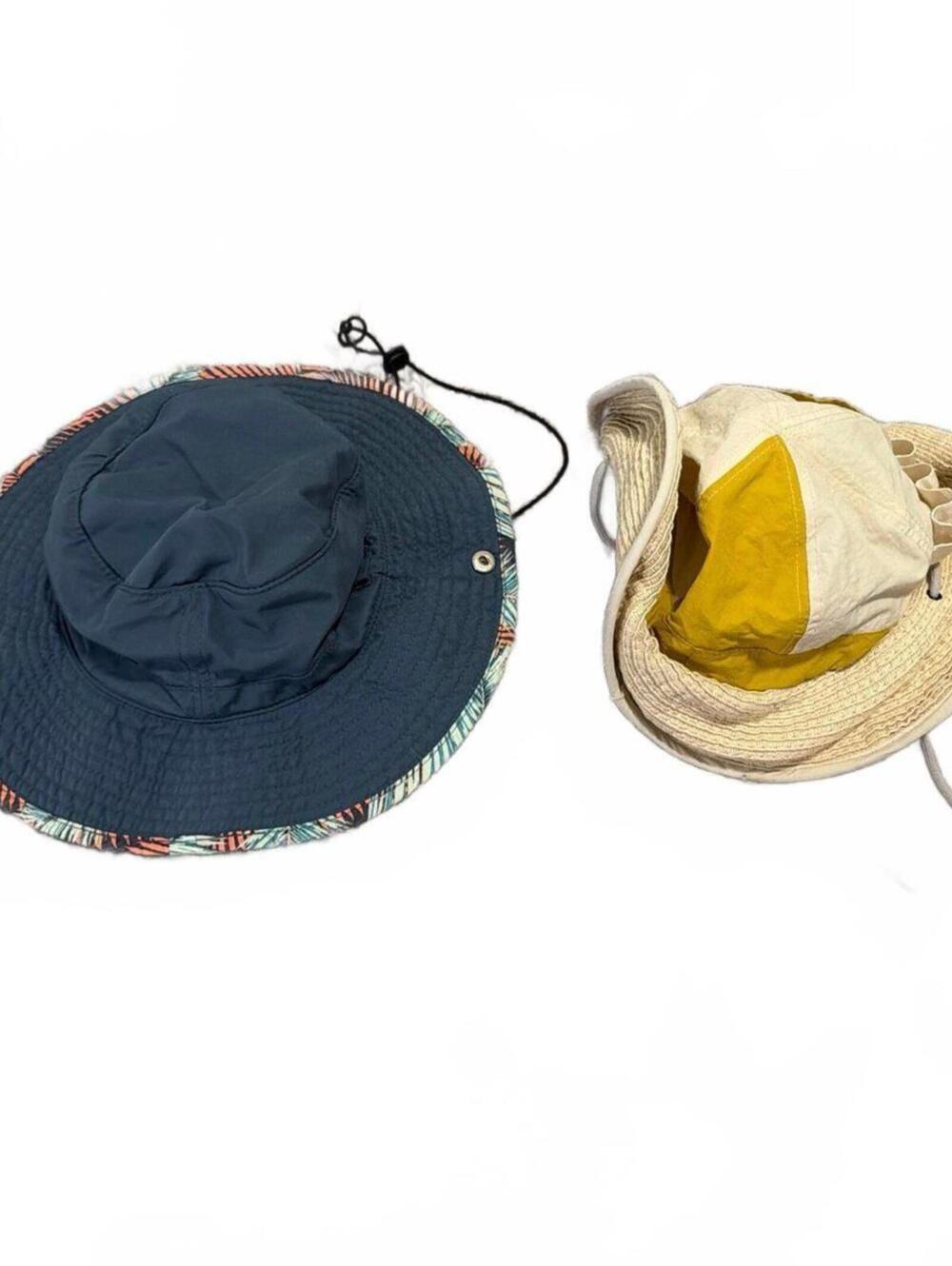 Blue and Beige Outdoor Bucket Hats - Casual Sun Hats